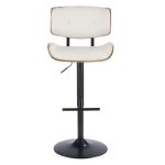 Lombardi Walnut Cream Faux Leather Mid-Century Modern Adjustable Barstool 24 Lombardi Walnut Cream Faux Leather Mid-Century Modern Adjustable Barstool