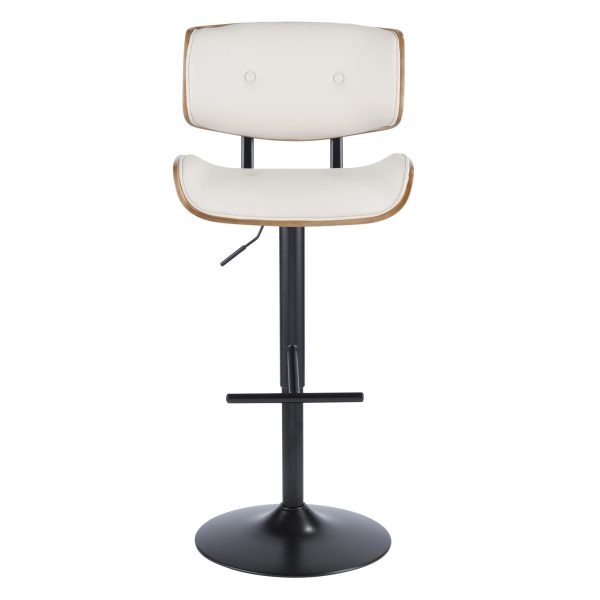 Lombardi Walnut Cream Faux Leather Mid Century Modern Adjustable Barstool 9