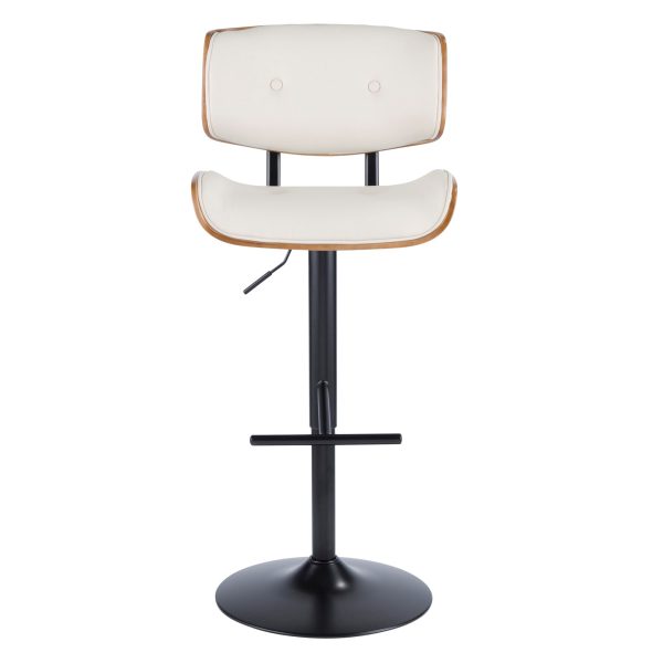 Lombardi Walnut Cream Mid Century Modern Swivel Barstool Set of 2 11