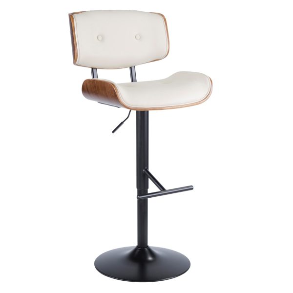 Lombardi Walnut Cream Mid Century Modern Swivel Barstool Set of 2 7