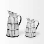 Lome Large White/Black Patterned Ceramic Water Pitcher