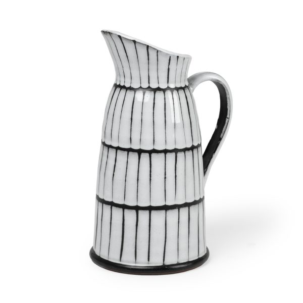 Lome Large WhiteBlack Patterned Ceramic Water Pitcher