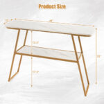 Gold Metal Frame Console Table with Faux Marble Top White