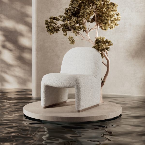 Lorenz Ivory Boucle Mid Century Modern Accent Side Chair
