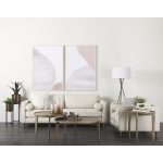 Loretta 40.7L x 36.2W x 33.9H Cream Fabric Chair W/ Two Bolster Cushions