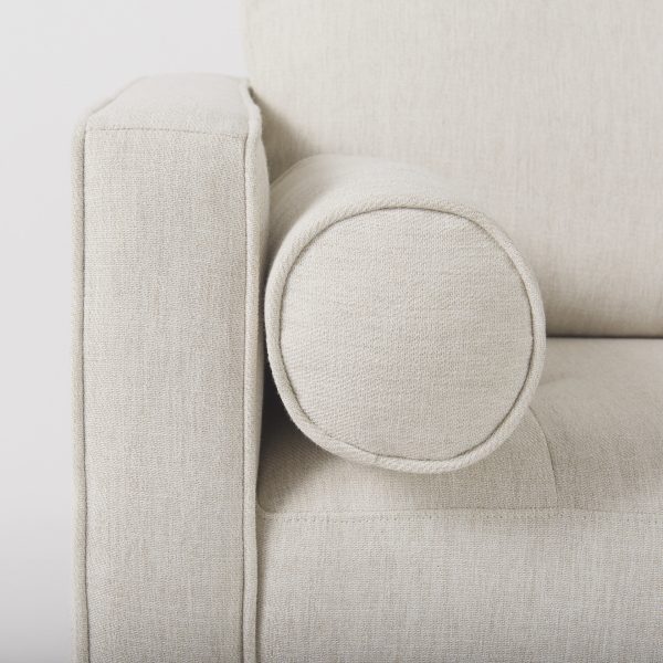 Loretta 40.7L x 36.2W x 33.9H Cream Fabric Chair W Two Bolster Cushions 10