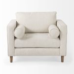 Loretta 40.7L x 36.2W x 33.9H Cream Fabric Chair W/ Two Bolster Cushions