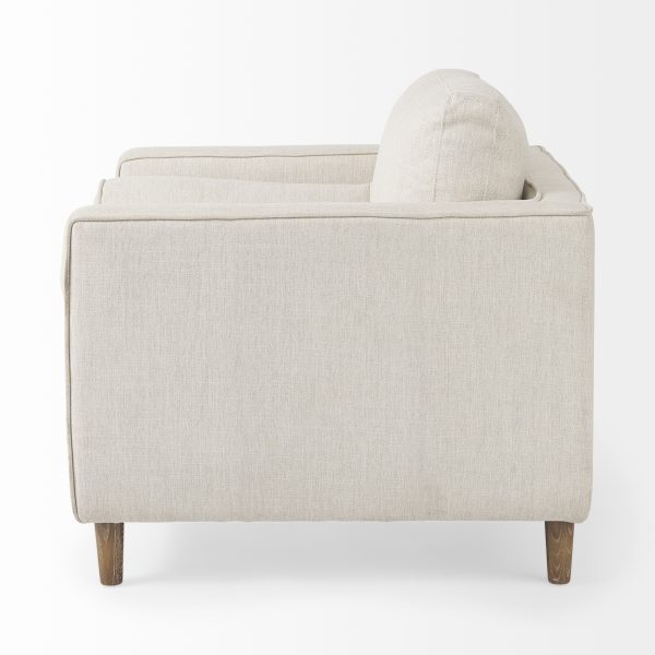 Loretta 40.7L x 36.2W x 33.9H Cream Fabric Chair W Two Bolster Cushions 5