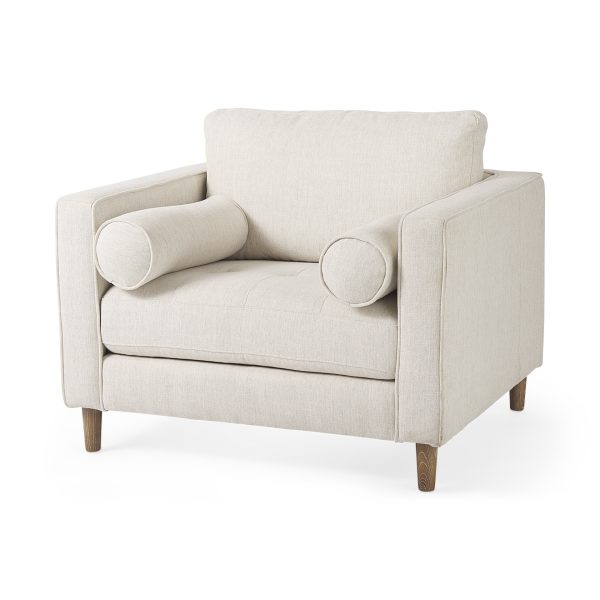 Loretta 40.7L x 36.2W x 33.9H Cream Fabric Chair W Two Bolster Cushions