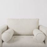 Loretta 40.7L x 36.2W x 33.9H Cream Fabric Chair W/ Two Bolster Cushions
