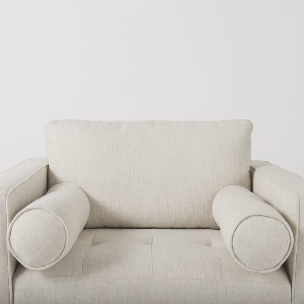 Loretta 40.7L x 36.2W x 33.9H Cream Fabric Chair W Two Bolster Cushions 8