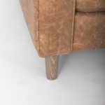 Loretta 88.0L x 36.2W x 33.9H Cognac Brown Faux Leather Three Seater Sofa with Two Bolster Cushions
