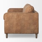 Loretta 88.0L x 36.2W x 33.9H Cognac Brown Faux Leather Three Seater Sofa with Two Bolster Cushions