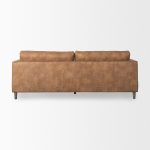 Loretta 88.0L x 36.2W x 33.9H Cognac Brown Faux Leather Three Seater Sofa with Two Bolster Cushions