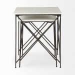 Lorlei 20.0L x 20.0W x 23.8H White Marble Top W/ Gray Iron Legs End and Side Table