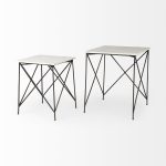 Lorlei 20.0L x 20.0W x 23.8H White Marble Top W/ Gray Iron Legs End and Side Table