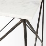 Lorlei 20.0L x 20.0W x 23.8H White Marble Top W/ Gray Iron Legs End and Side Table