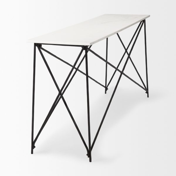 Lorlei Marble Top w Gray Iron Base Console Table 5