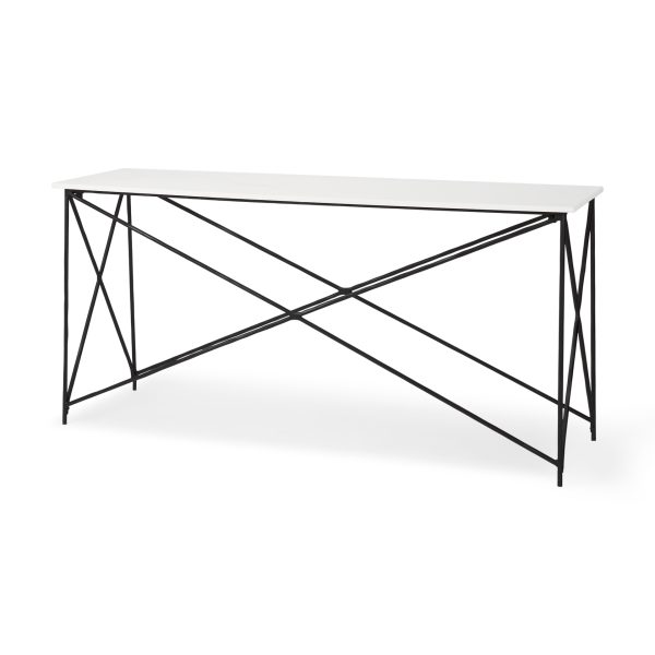 Lorlei Marble Top w Gray Iron Base Console Table