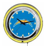 Los Angeles Chargers 14" Neon Chrome Clock Lights Up Room