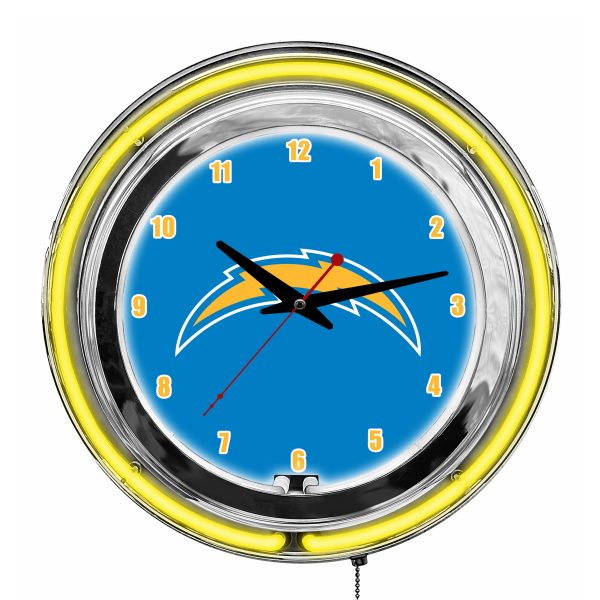 Los Angeles Chargers 14 Neon Chrome Clock Lights Up Room 2