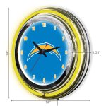 Los Angeles Chargers 14" Neon Chrome Clock Lights Up Room