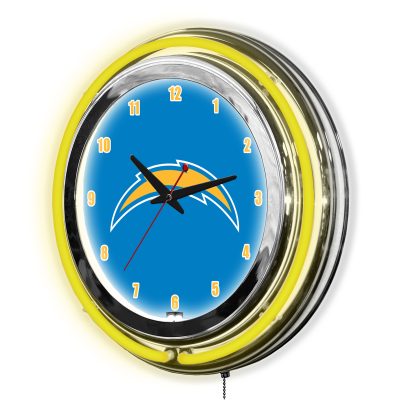 Los Angeles Chargers 14" Neon Chrome Clock Lights Up Room