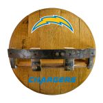 Los Angeles Chargers Oak Whiskey Barrel Bar Shelf