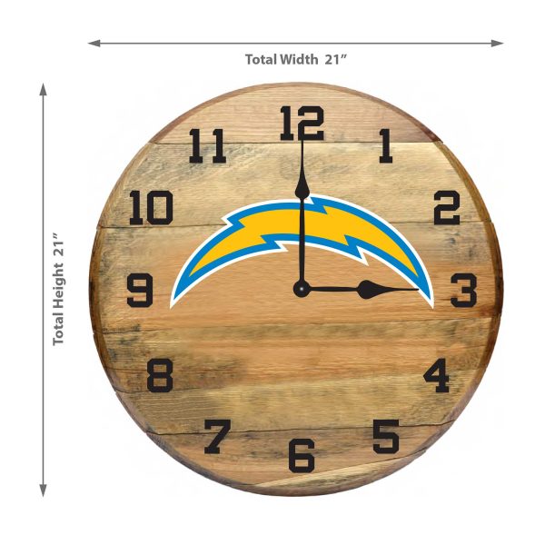 Los Angeles Chargers Oak Whiskey Barrel Clock 1