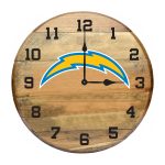 Los Angeles Chargers Oak Whiskey Barrel Clock