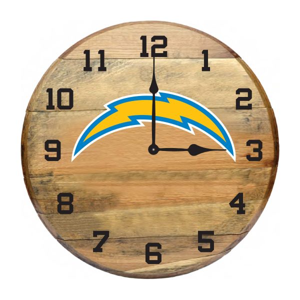Los Angeles Chargers Oak Whiskey Barrel Clock 2