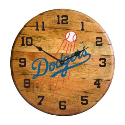 Los Angeles Dodgers Oak Whiskey Barrel Clock MLB Licensed
