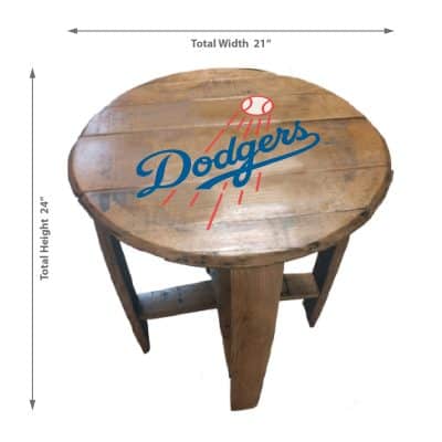 Los Angeles Dodgers Oak Whiskey Barrel End Table