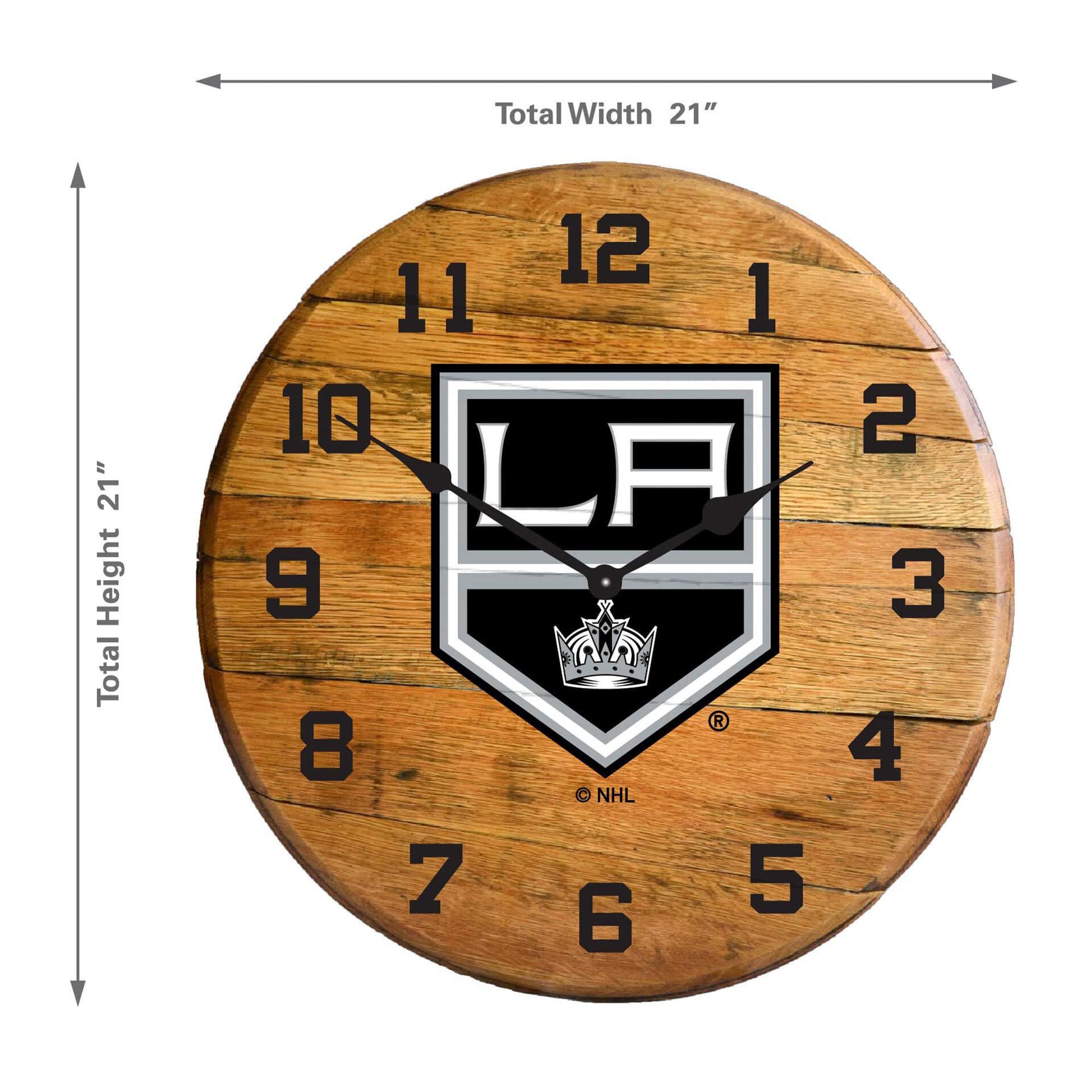 Los Angeles Kings Oak Barrel Clock 2 Los Angeles Kings Oak Barrel Clock - Image 2