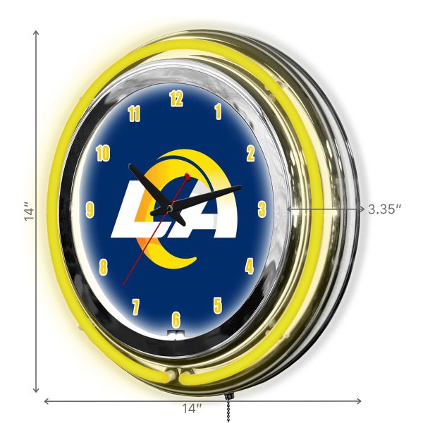 Los Angeles Rams 14 inch Neon Chrome Clock NFL 3