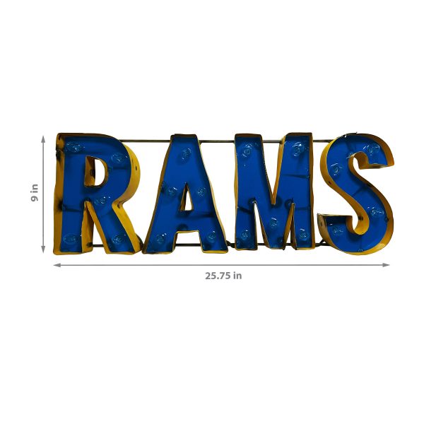 Los Angeles Rams Lighted Recycled Metal Wordmark Logo Sign 2