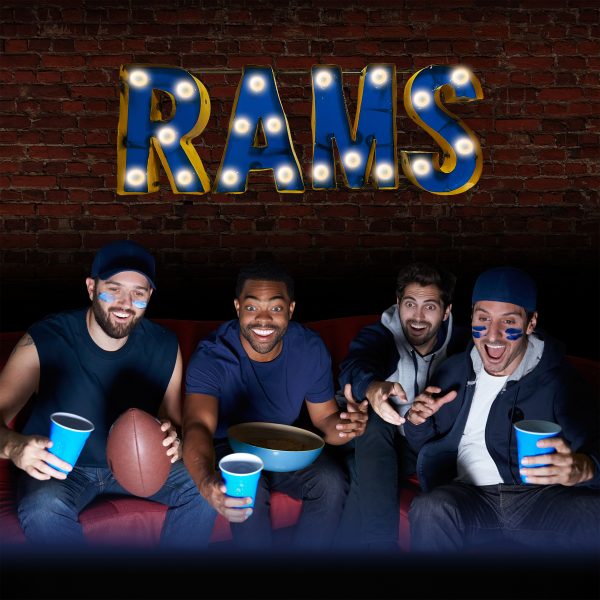Los Angeles Rams Lighted Recycled Metal Wordmark Logo Sign 3