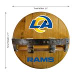 Los Angeles Rams Oak Whiskey Barrel Bar Shelf