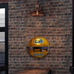 Los Angeles Rams Oak Whiskey Barrel Bar Shelf