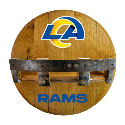 Los Angeles Rams Oak Whiskey Barrel Bar Shelf