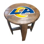 Los Angeles Rams Oak Whiskey Barrel Side Table