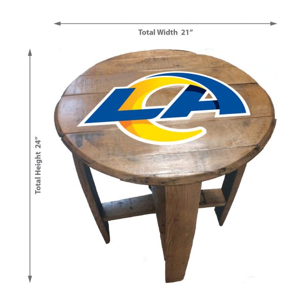 Los Angeles Rams Oak Whiskey Barrel Side Table 2
