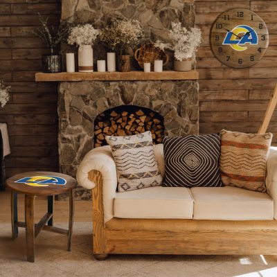 Los Angeles Rams Oak Whiskey Barrel Side Table