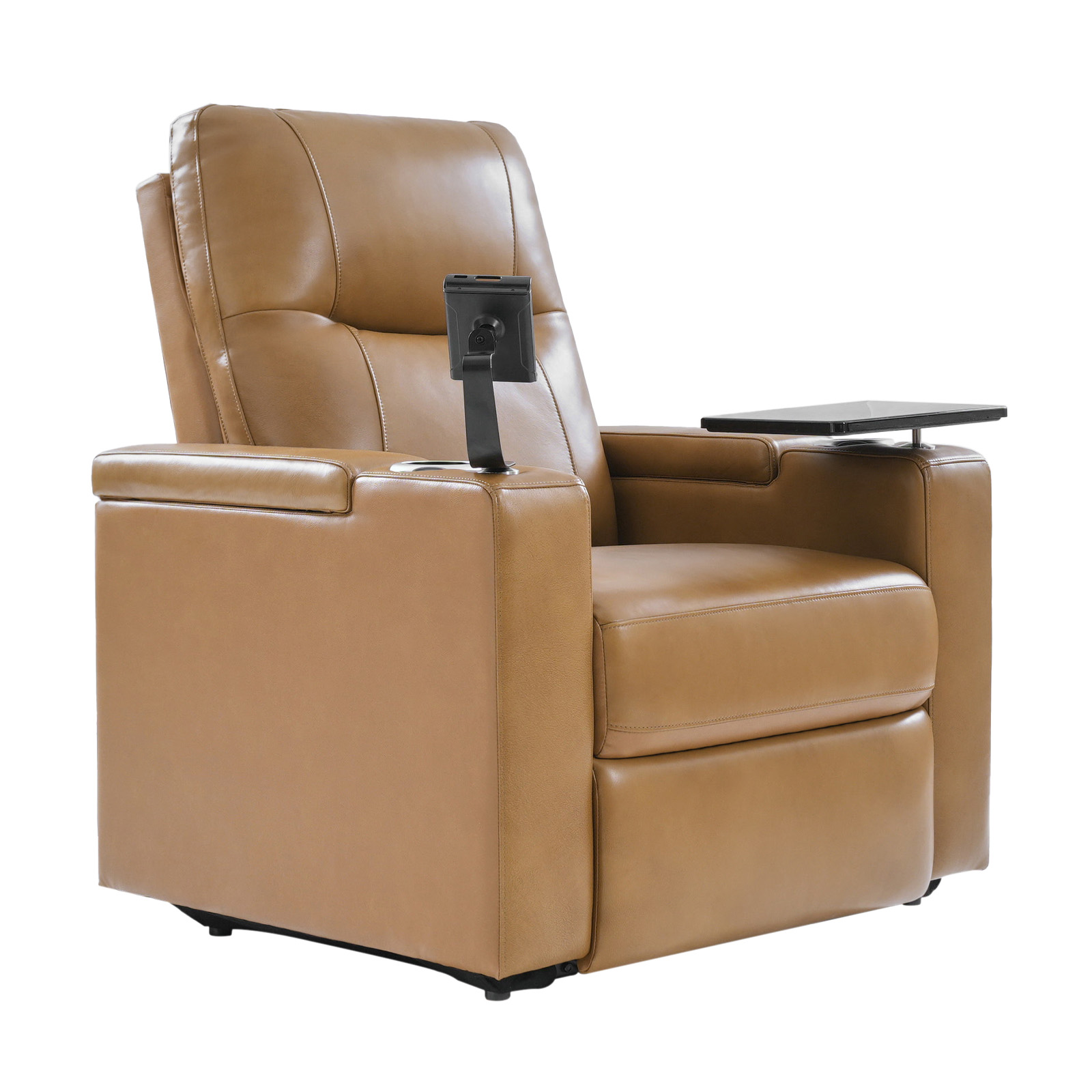 Lothaire Camel Genuine Leather Power Recliner with Storage 1 Lothaire Camel Genuine Leather Power Recliner with Storage