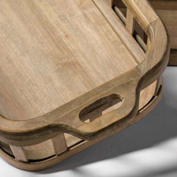 Louis Set of 2 Natural Wood Slated Nesting Trays 5