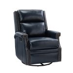 Louise Navy Genuine Leather Nailhead Trim Swivel Rocker Recliner 7 Louise Navy Genuine Leather Nailhead Trim Swivel Rocker Recliner