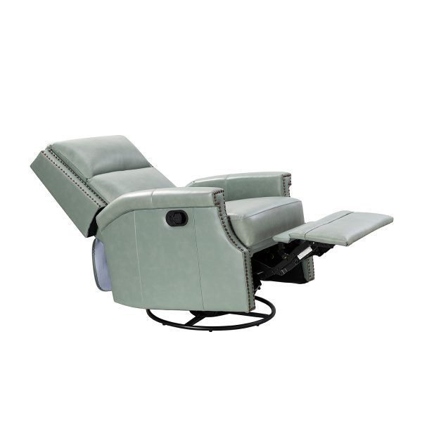 Louise Sage Genuine Leather Nailhead Trim Swivel Rocker Recliner 4