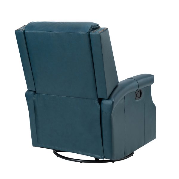 Louise Turquoise Leather Nailhead Swivel Rocker Recliner 3