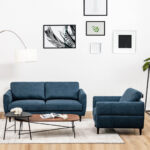 Upholstered Sofa and Chair Set with Removable Cushion Covers (Set of 2)