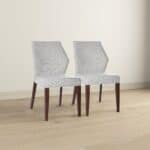 Light Gray Fabric Dining Chairs Space-Saving Modern Design (Set of 2)